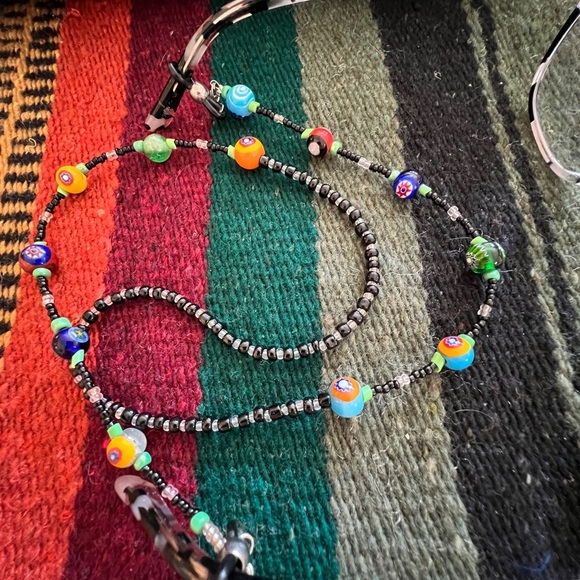 ❤️ Murano type Lamp Glass Bead Eye Glass / Glasses Spectacle Holder Necklace - Picture 7 of 7